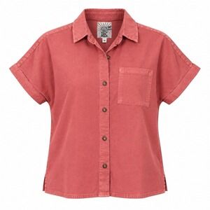 C&C California Small Dusty Pink Sunwashed Button Up Short Sleeve Shirt Cotton